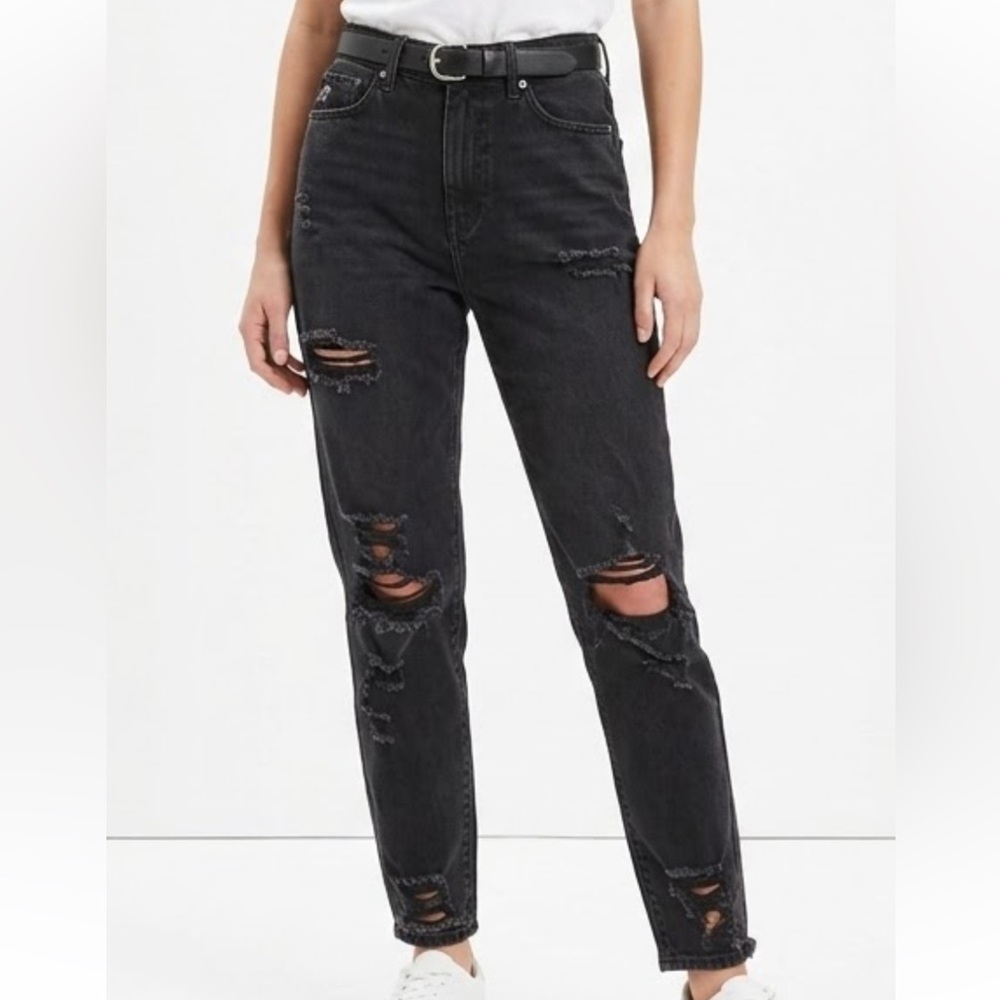 American Eagle Outfitters Washed Black Ripped Boyfriend Jeans